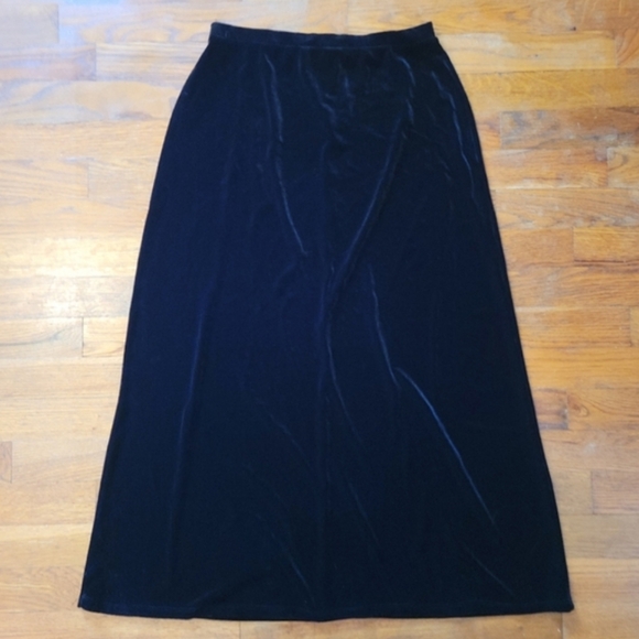 George | Vintage Black Velvet Midi Skirt - Picture 1 of 5